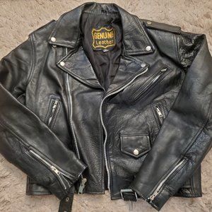 Unisex Black Genuine Leather Motorcycle/Biker Jacket